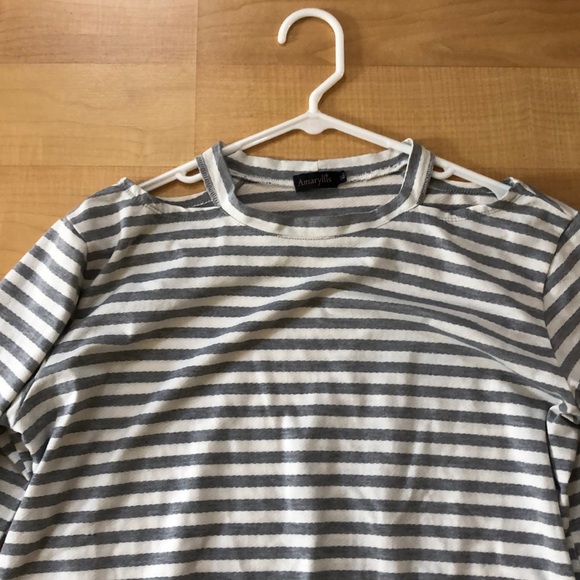Amaryllis gray & white striped long sleeve top XL - Picture 8 of 13